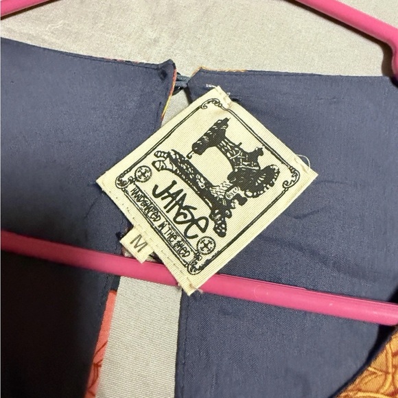 Jaase Floral Boho Floral Maxi Dress Navy Coral Long Sleeve M High Waist Peasant - Picture 2 of 6